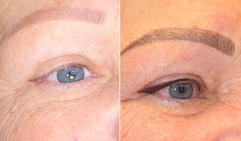 Trait d'eyeliner, avant et après